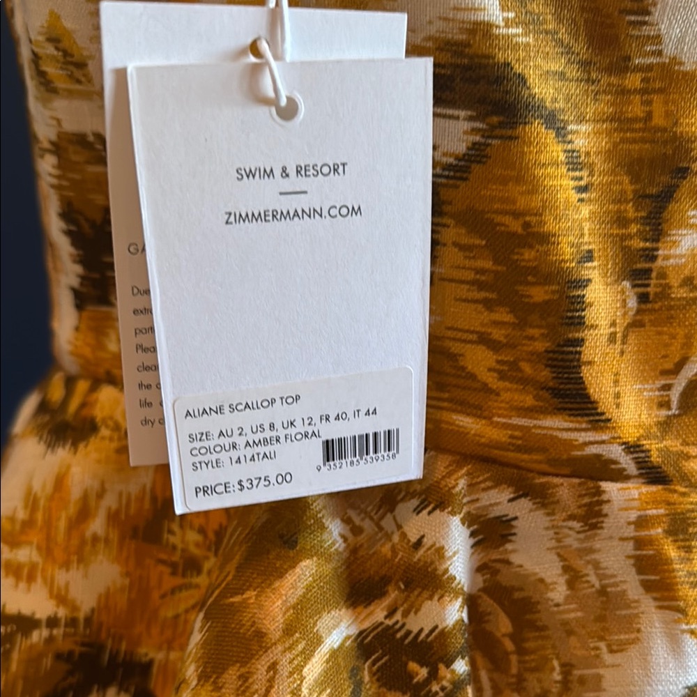 Zimmermann NWT Aline Scallop Floral Peplum Top szAU 2 US 6/8 - Picture 5 of 6